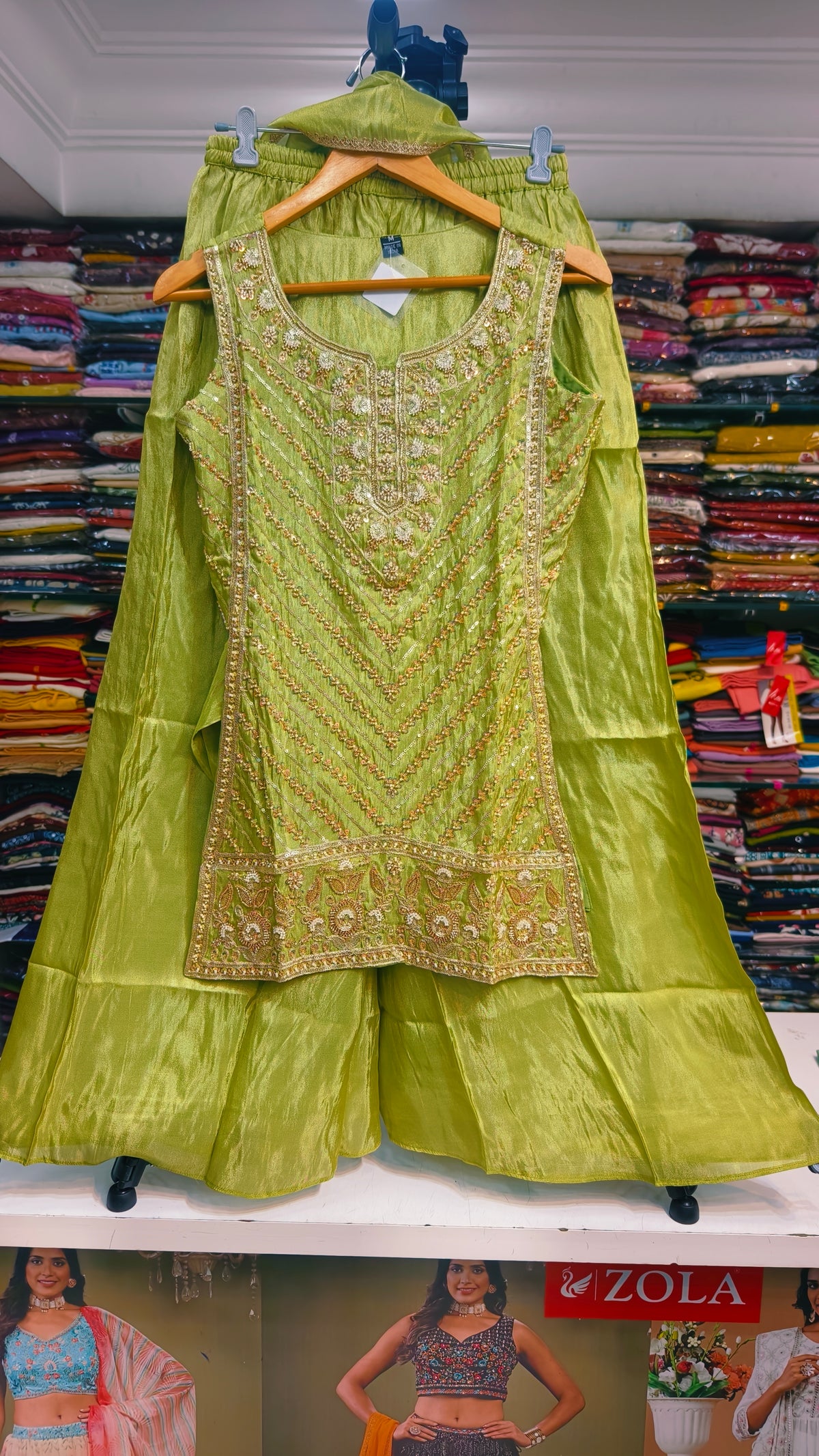 ✨ Elegant Lime Green 3-Piece Plazo Set ✨
