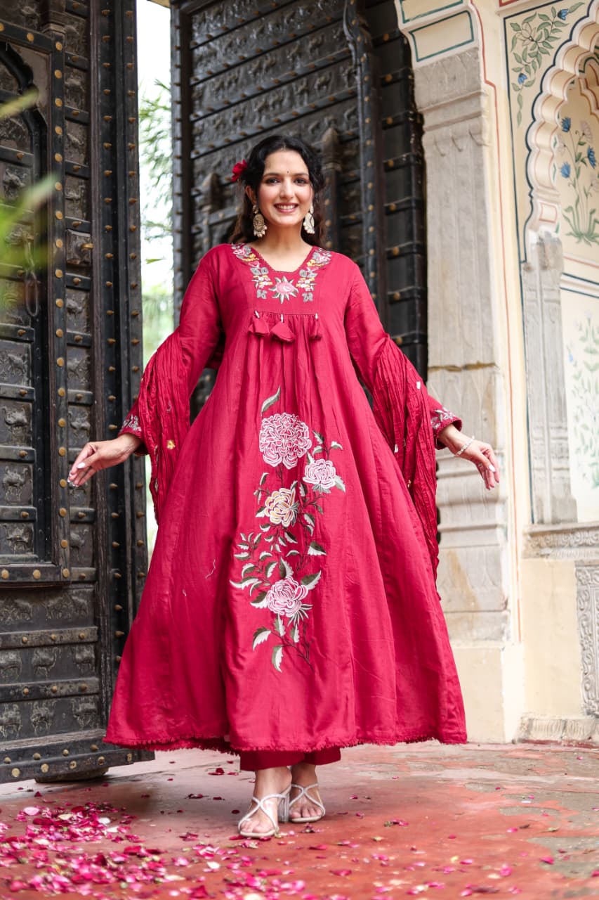 Mul cotton fabric anarkali dress