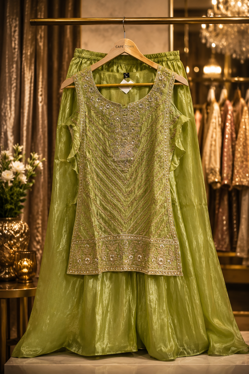 ✨ Elegant Lime Green 3-Piece Plazo Set ✨