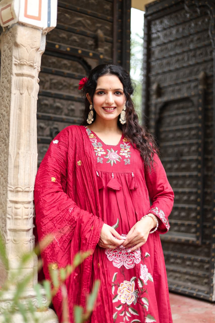 Mul cotton fabric anarkali dress